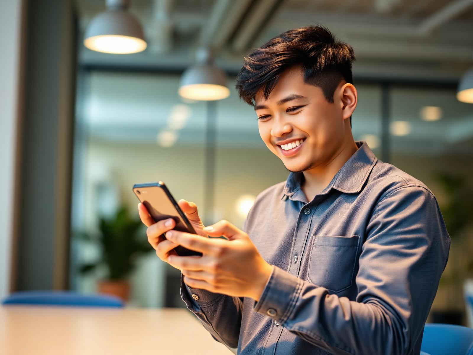 Beginner learning online business from a smartphone